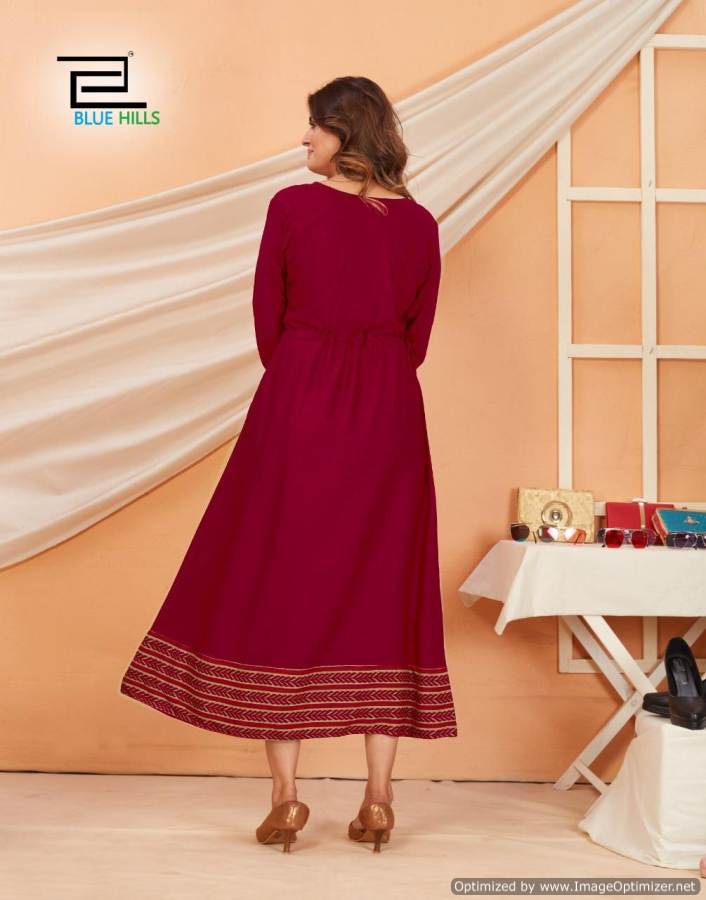 Blue Hills Special 3 New Designer Fancy Festive Wear Rayon Long Kurti Collection